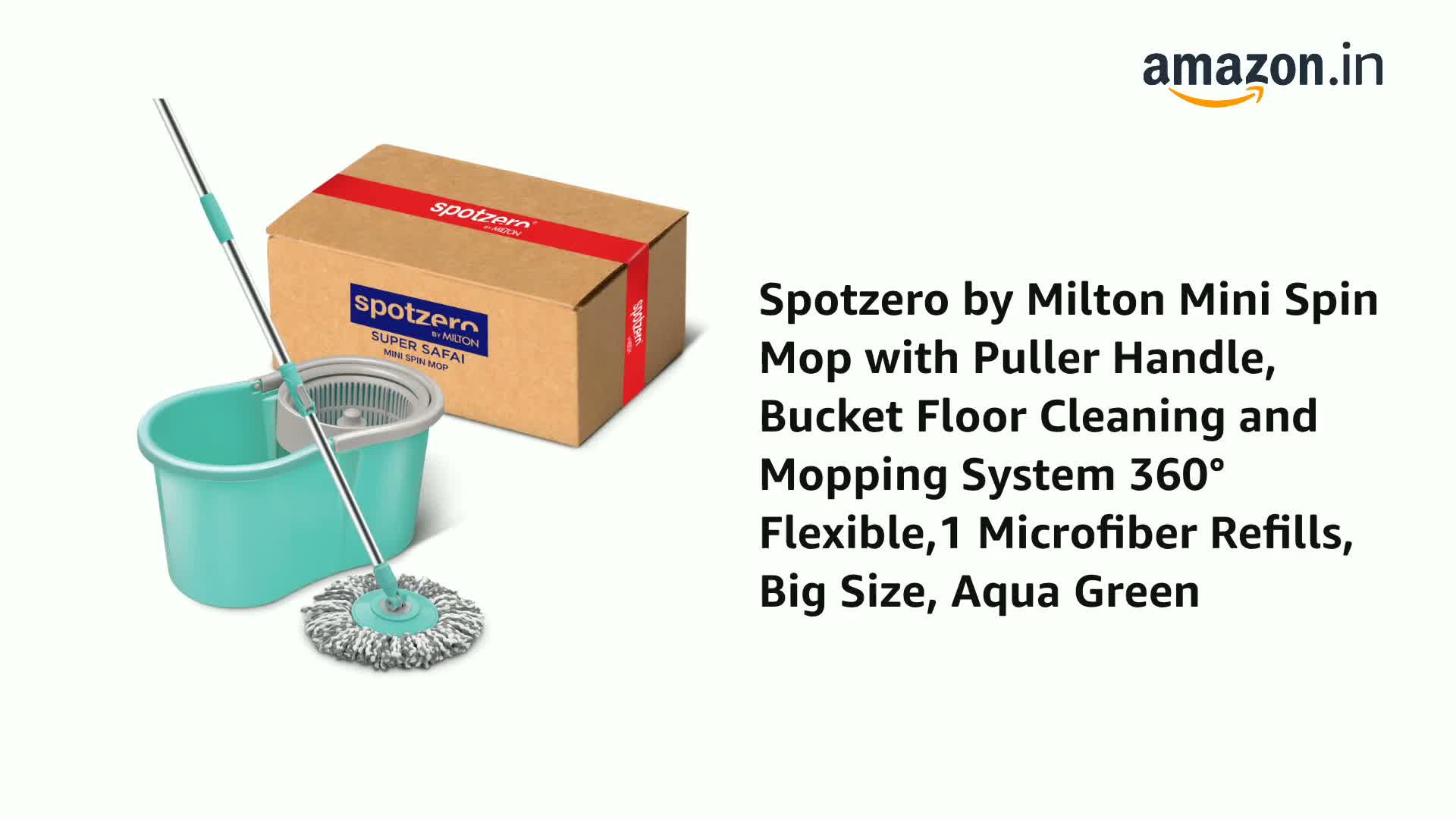 Spotzero by Milton Mini Spin Mop with Puller Handle, Bucket Floor Spotzero by Milton Mini Spin Mop with Puller Handle, Bucket Floor